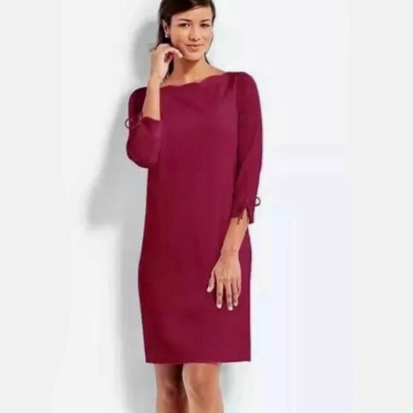 Talbots Dresses & Skirts - TALBOTS | Maroon Solid Crepe Shift Dress | Size 14P